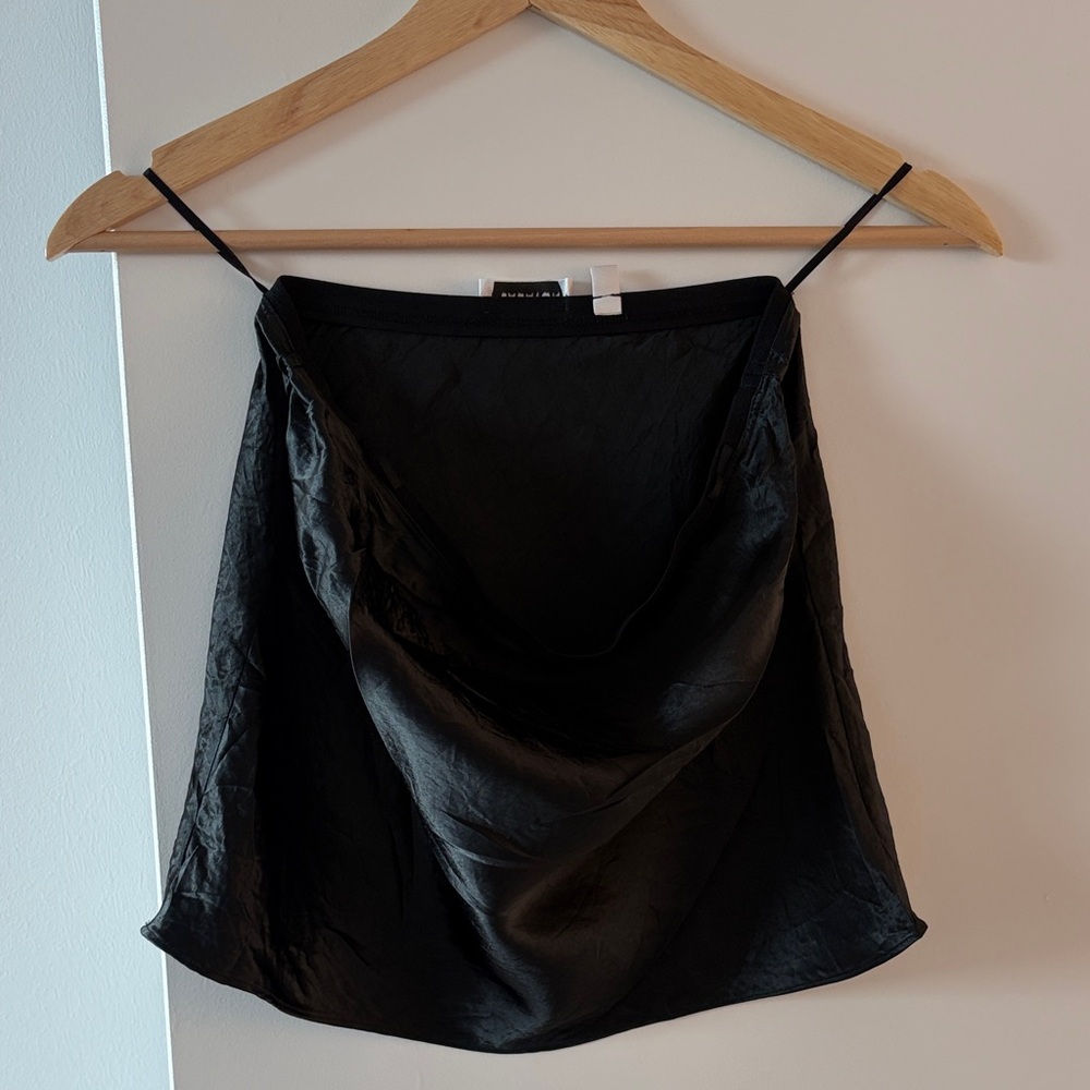 Babaton Black Satin Crop Top